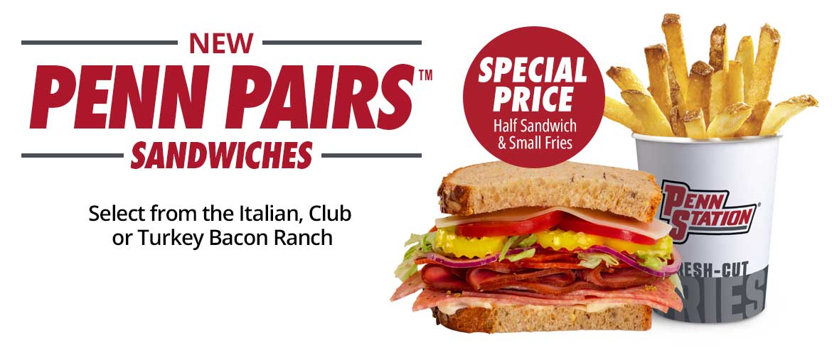 penn pairs sandwich promotion for a half sandwich and small fry